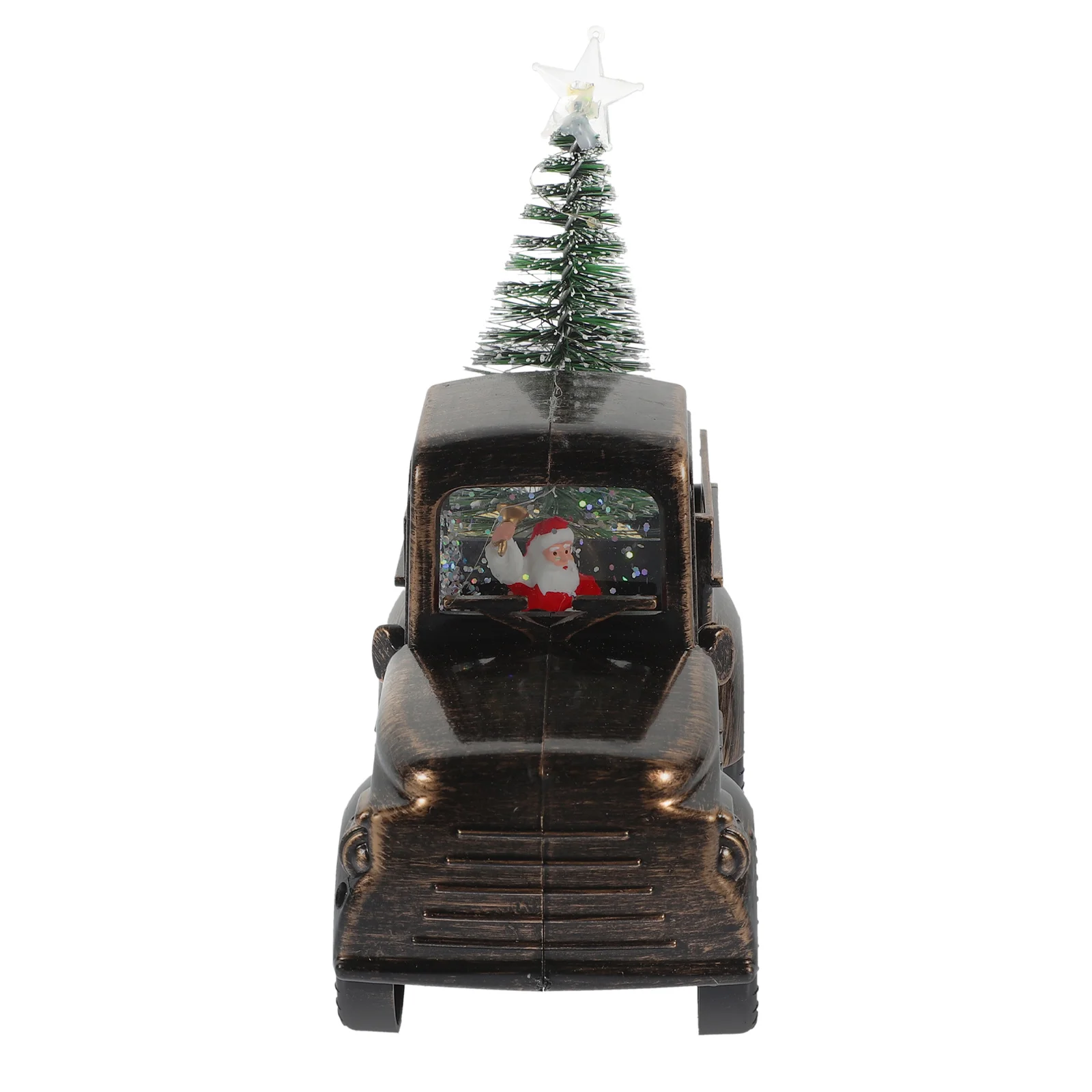 

Christmas Scene Prop Mini Santa Claus on Tractor Operated Light with Tree Tabletop Decoration Mini Santa Claus