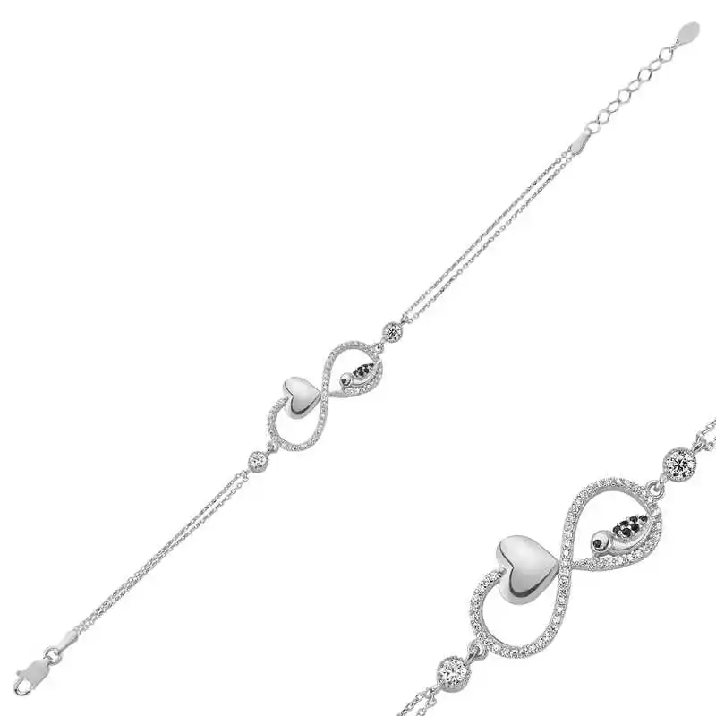 ​Silver Heart Infinity Wren Women's Bracelet Zircon Stone 925 Sterling Jewelry Wedding Party Birthday Gift - Box -for - Laides - Fashion