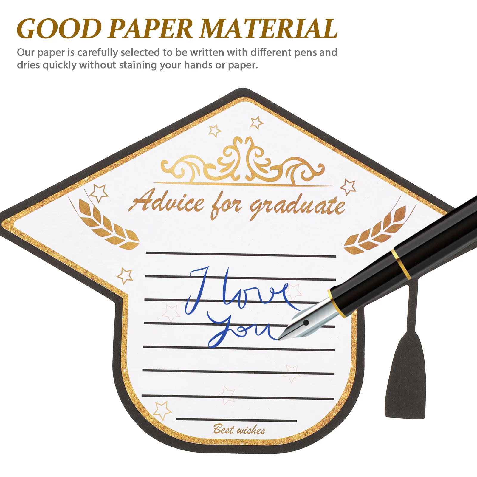 

30Pcs Graduation Cap Shape Greeting Cards Delicate Paper Cards for Graduation Party Invitations and Wishes Congratulations Card