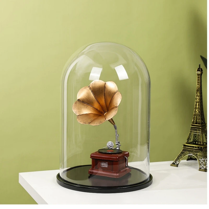 30*40cm Super Big Size Glass Dome Vase Home Decoration Black Base Transparent Garage Kits Cover Birthday DIY Friend Favor Gift