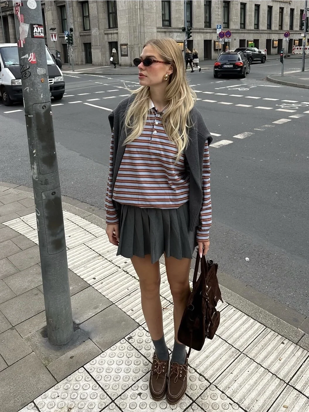 ZHAOLIN Casual Striped  Neck Long Sleeve T-Shirt Loose Fit Classic Retro Color Block Design Women's  Shirt