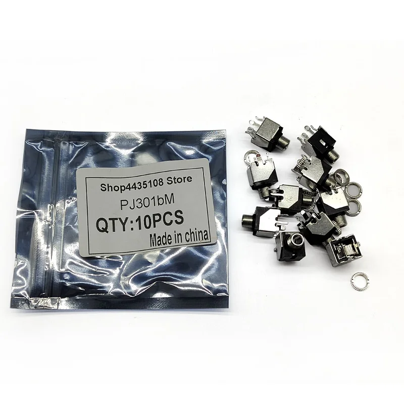 10 قطع مقبس سماعة الأذن PJ-301BM مع إطار معدني 3.5 ملم مقبس الصوت والفيديو مع صامولة نحاسية كاملة (مفتاح) #4