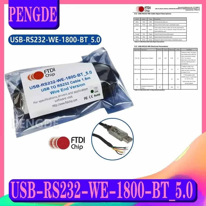 FTDI original spot USB-RS232-WE-1800-BT_5.0 FT232RQ serial UART cable