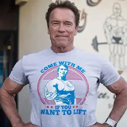 Arnold Schwarzenegger T-shirt  Fitness Fitness Pure Cotton Men Gray Short Sleeve Sympathetic To Europe and The United States