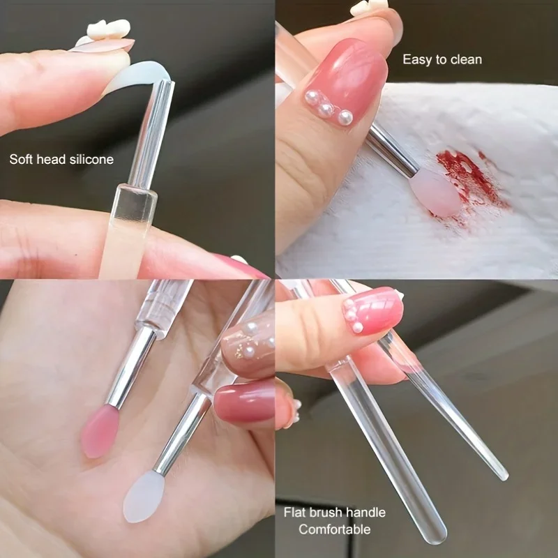 8PCS แปรงทาปากซิลิโคนพร้อมฝาปิดง่ายและมีประสิทธิภาพลิปสติกครีมและลิปกลอส Applicator แต่งหน้าแปรงความงามสําหรับอายแชโดว์