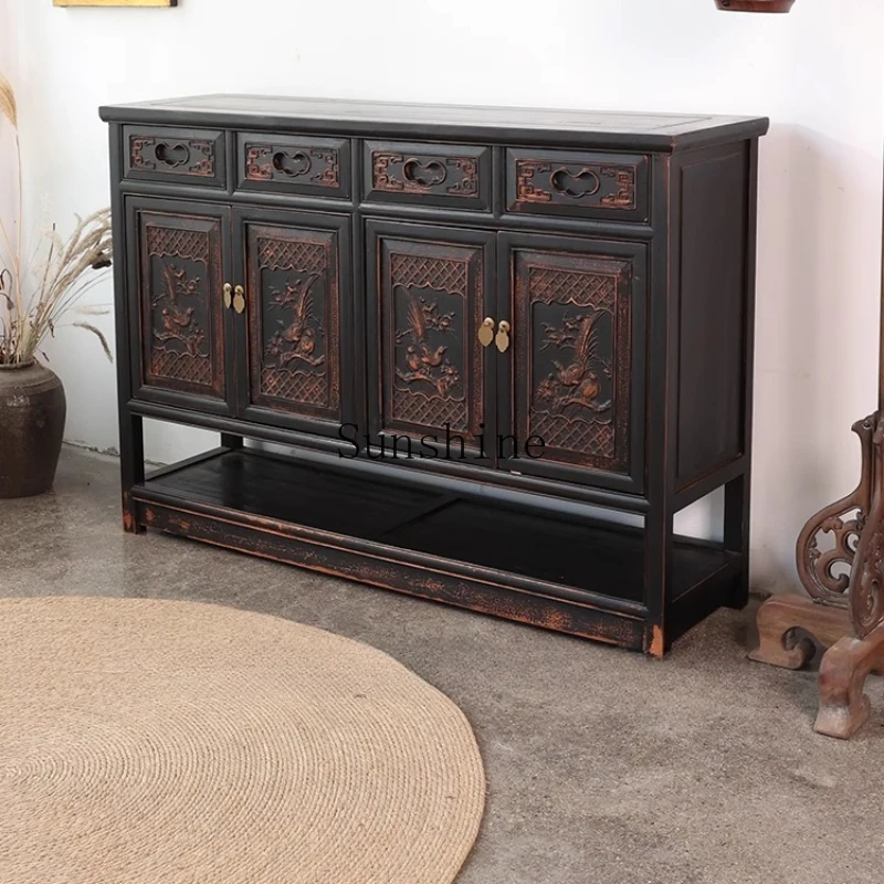 

Solid wood Chinese antique old North elm storage chest dining side Ming and Qing classical