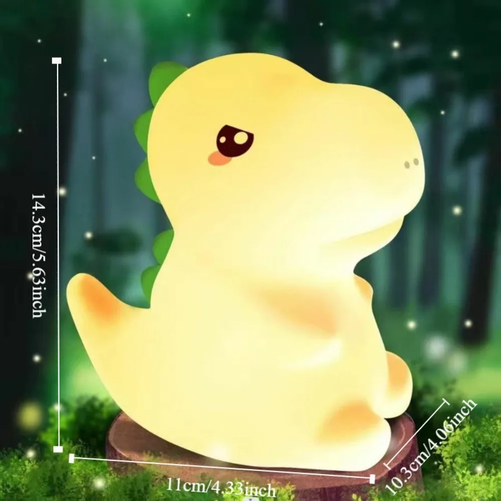 ضوء دافئ على شكل ديناصور من السيليكون ضوء ليلي USB شحن مستشعر لمس ناعم مصباح كرتوني قابل لإعادة الشحن LED مصباح ليلي ديكور