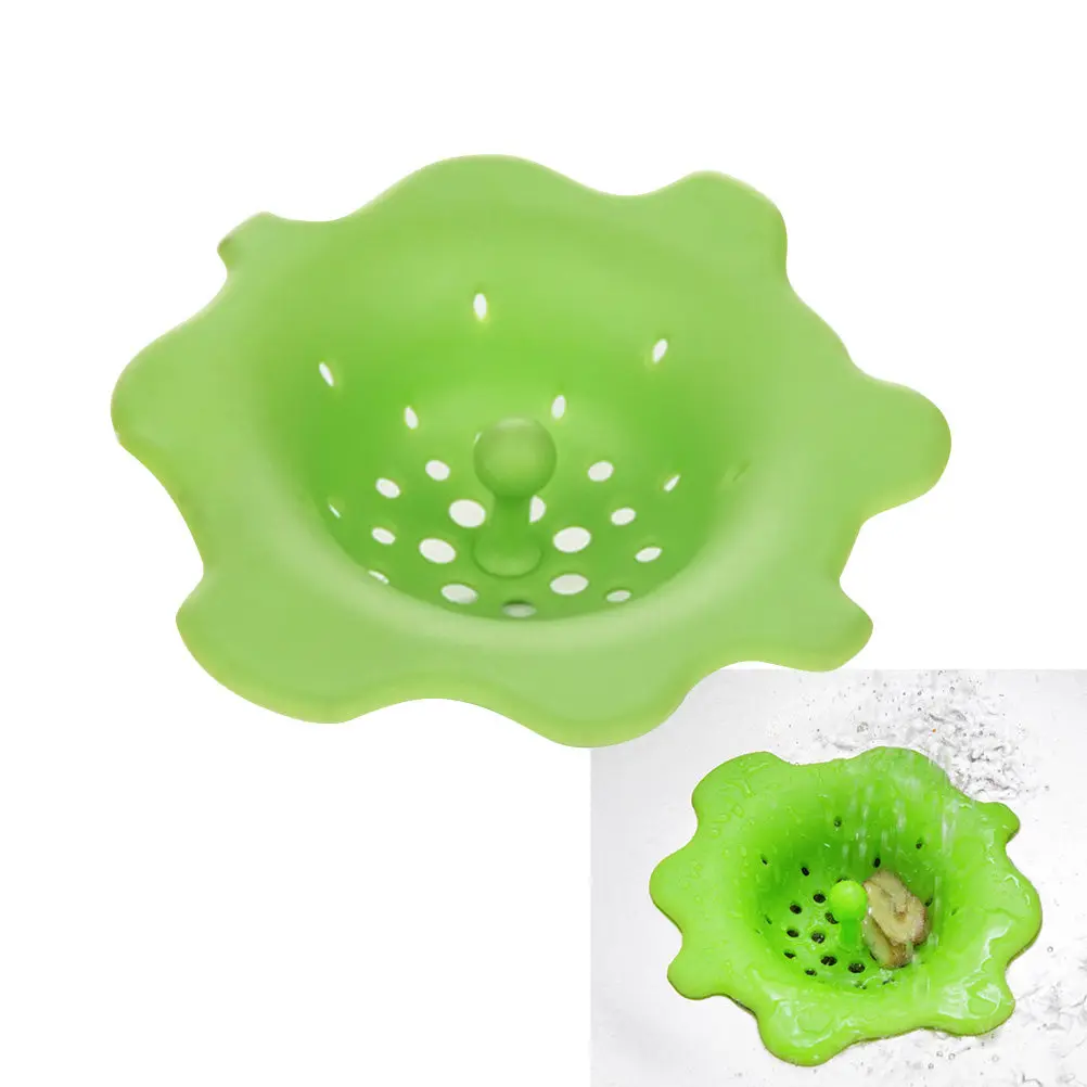 

Зеленый силиконовый фильтр-сетка в форме цветка для кухонной раковины, слива, ванны, хозяйственной раковины, уловитель волос
