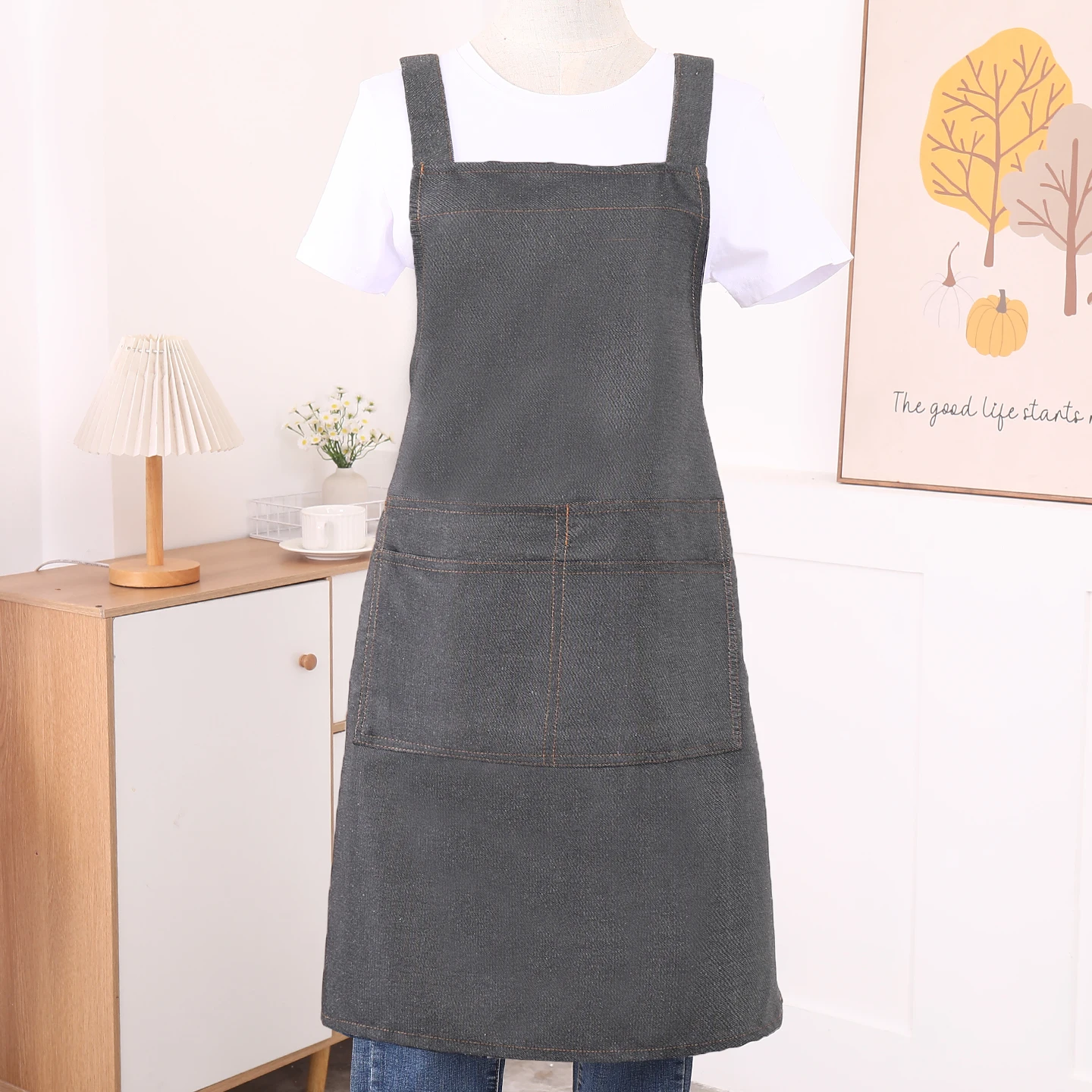 New Korean Household Kitchen Adult Waist Apron Waterproof Oil Resistant Cooking Chef Workwear for Catering Waiter Work Clothes