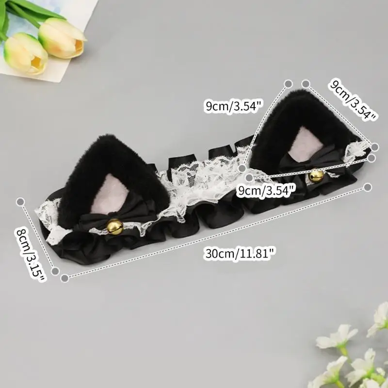 Bandeau oreilles chat mignon 652F avec ruban, pour le ski, le vélo, les casques cyclisme, Costume