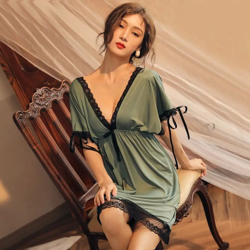 Sexy Nightgown for Women Short Dresses Pajamas Loose Home Wear Nightwear Woman Cute Lady Negligee Dressing Gowns Night Lingeries