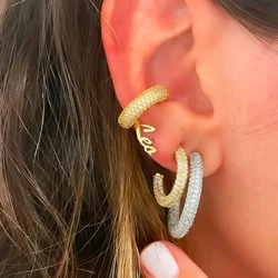 New Design Fashion Charm 5A cz crystal hoop earrings Geometric Round Shiny rhinestone big 25mm cheap earring jewelry women