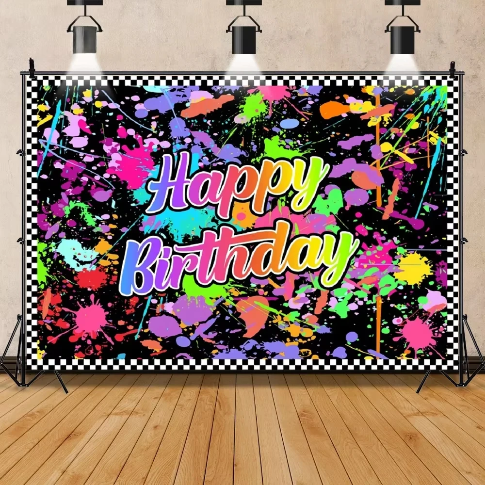 

Splashing Graffiti Wall Glowing Decoration Background Banner Photo Hip-hop Birthday Party Photography Background Prop