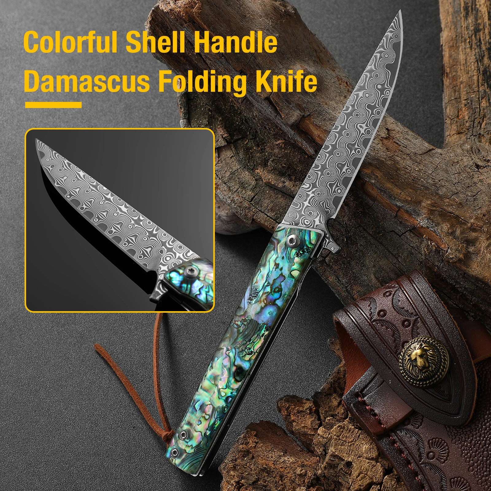 Vg10 Damascus Steel Folding Knife Pocket Knife Hunting Tactical Survival EDC Knife For Men Women Outdoor Camping