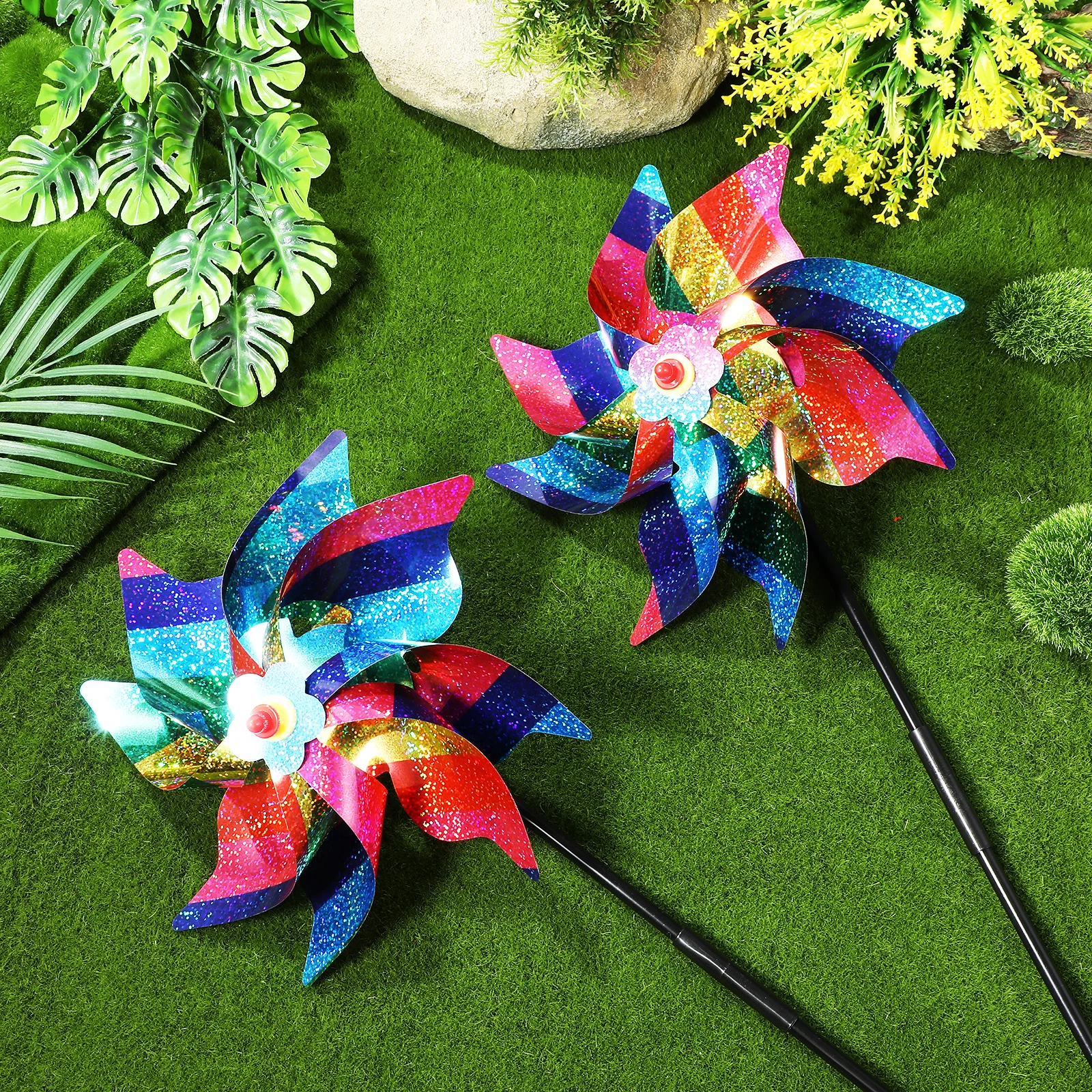

6 pcs Pinwheel for Kids Octagon Windmill Garden Party Decoration Yard Plastic Colorful Small Pinwheels Bulk Outdoor Kids