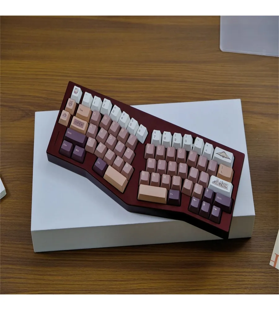 Coffee keycap 151 keys PBT material Original height Five-sided sublimation rain 75 Suitable for mechanical keyboard
