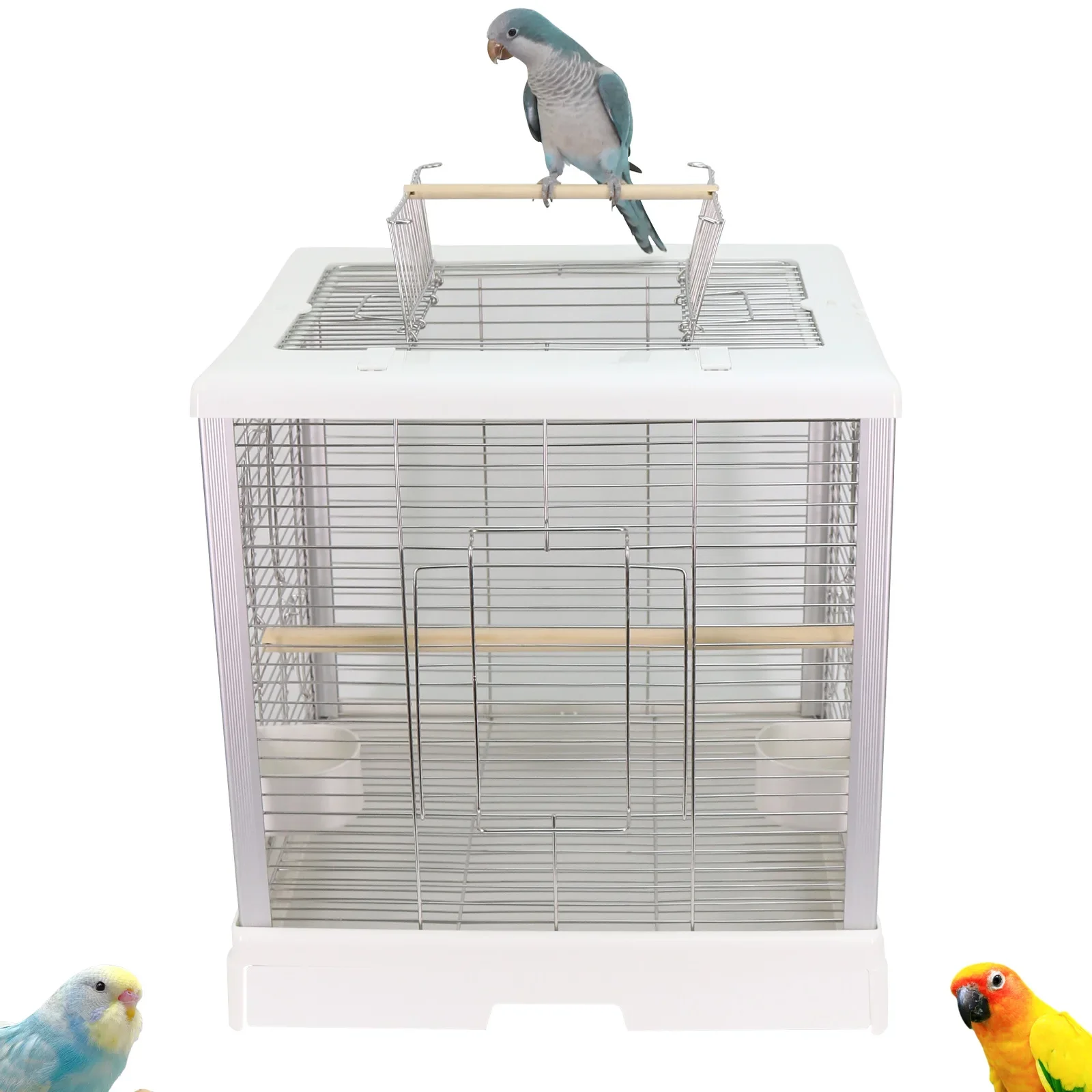 Stainless steel bird cage 304 bird supplies large space ornamental peony tiger skin villa home large parrot bird cage
