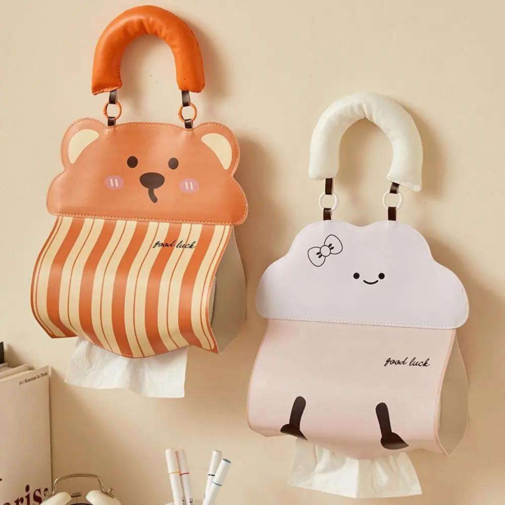 

Многофункциональная подвесная сумка для салфеток из искусственной кожи, водонепроницаемый держатель для салфеток с верхней ручкой, многоразовая автомобильная коробка для салфеток с героями мультфильмов, отель