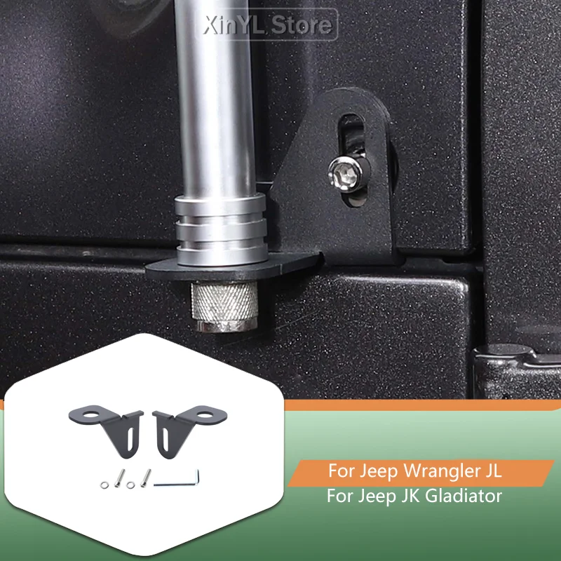 

Car A Pillar Corner Antenna Bracket Left Right Iron Holder Front Door Mounting for Jeep Wrangler JL 2018 Up Exterior Accessories