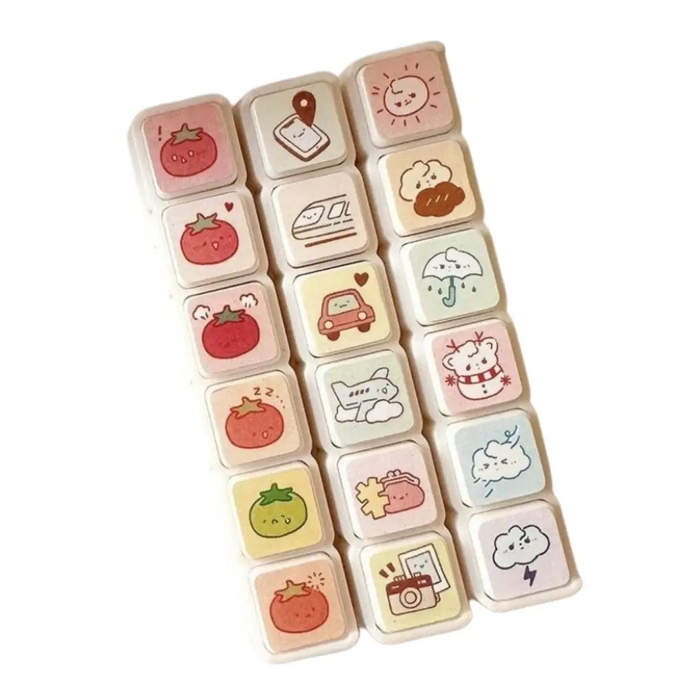 Neues 6-teiliges Set Schreibwaren-Stempel Stimmungs-Wetter-Reise Mini-Größe Gummistempel Plastik Weiß Kawaii Stempel für Kunst DIY