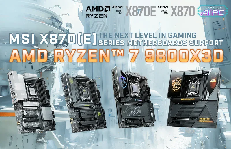 Hot Sell AMD R7 9800X3D 9000 Series Granite Ridge 8-Core 4.7 GHz AM5 CPU ZEN 5 L3  Cache 96MB ry-zen 7 9800X3D