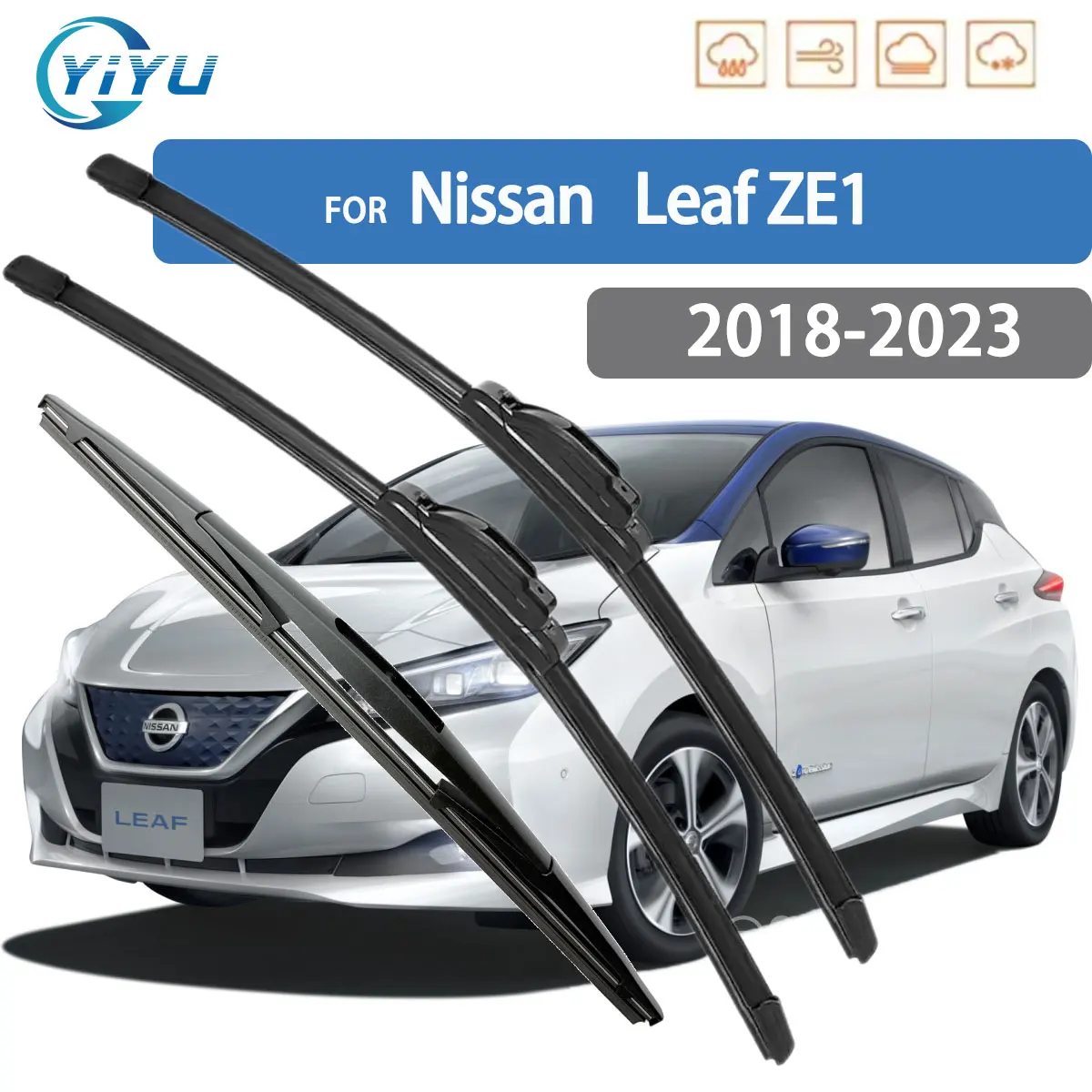 

3PCS Car Wiper For Nissan Leaf ZE1 2018-2023 Front Rear Wiper Blades Brushes Car Accessories