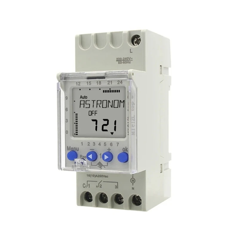 MT812L Astronomical Chronometer Switch 16A 1-Channel 7 Day LCD Digital Timing Control Switch DIN Rail Mounting