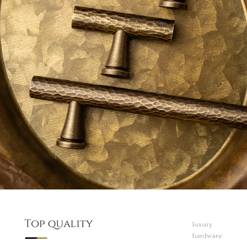 Hand-hammered antique brass cabinet handle 4