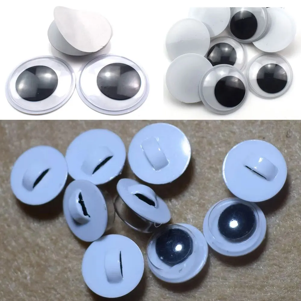 4mm-12mm Self-adhesive Wiggly Googly Doll Eye Movable Simulation Cartoon Animal Eyeball DIY Kindergarten Children Craft Supplies