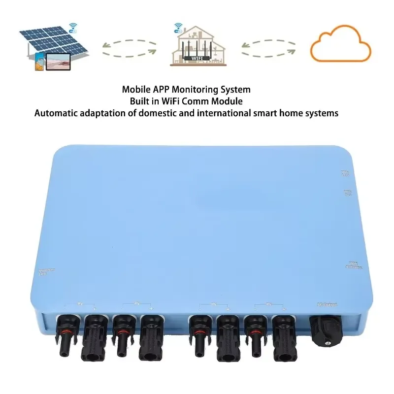 WiFi Solar Grid Tie Inverter Multichannel MPPT to AC Micro Solar Inverter 120V 230V Auto Identify AC Inputs Grid Tied