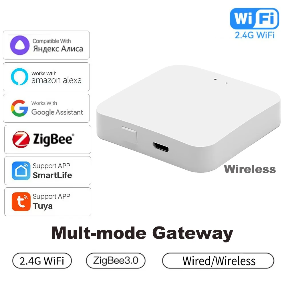 Tuya ZigBee Multi-Mode Gateway Hub Smart Home WiFi Bridge Bluetooth Mesh Smart Life Remote Control Works with Alexa Google Alice