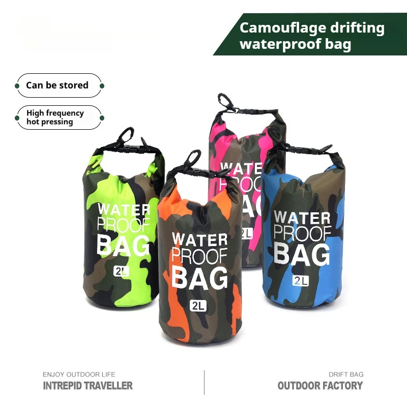 

Camouflage Drifting Waterproof Bag One Shoulder Double Shoulder Waterproof Bucket Bag Polyester Lightweight Drifting Bag