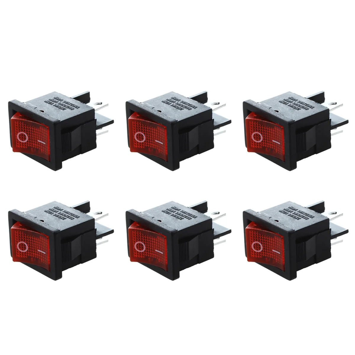 ELECT-6Pcs الضوء الأحمر 4 دبوس Dpst On-Off المفاجئة في قارب الروك التبديل 6A/250V 10A/125V Ac