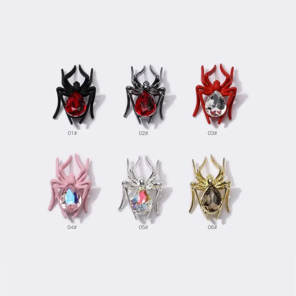 5Pcs Diamond Spider Figure Nail Charms Gothic Style Nail Art Decor Cool Y2k Resin Nail Parts for Manicure Creative Nail Supplies