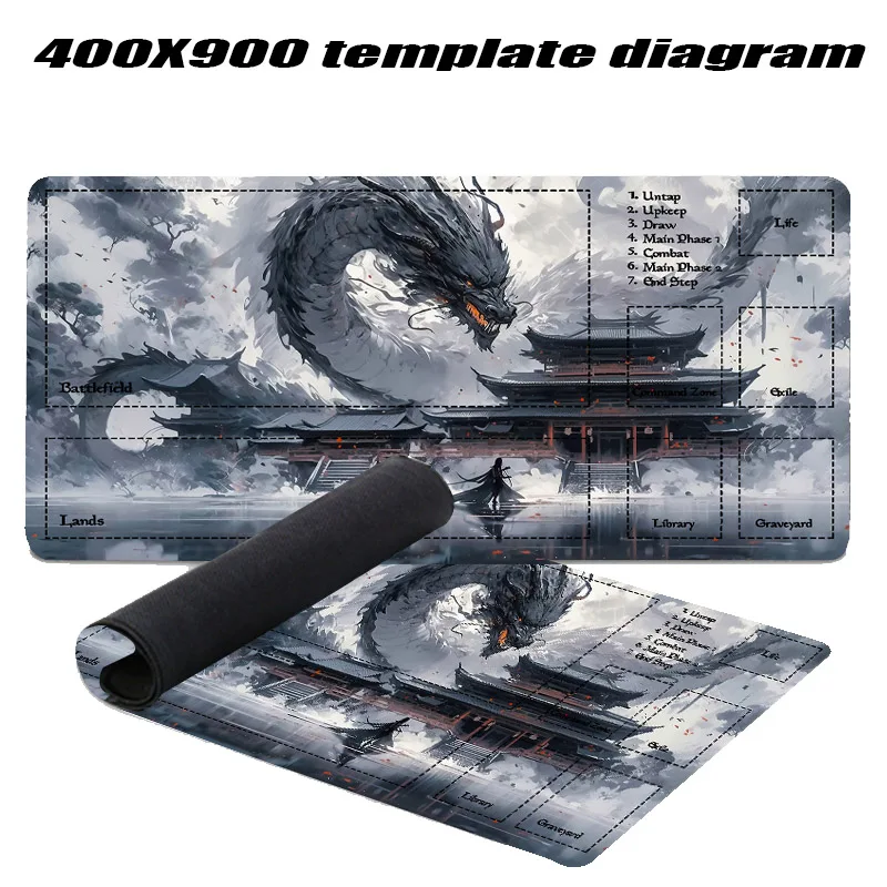Wave MTG-Gaming-Matte, Drache 350 x 600 x 2 mm, Mauspad MTG MTG DTCG CCG RPG, Sammelkarte, Gaming-Teppich aus weichem Gummi, Kampfspiele – Detail 1