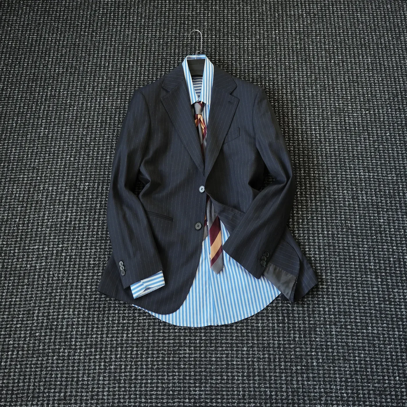 Haute couture business casual striped suit men's wool blended blazer
