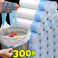 75/300pcs Garbage Bag with Drawstring Household Disposable Transparent Garbage Bag Kitchen Dormitory Living Room