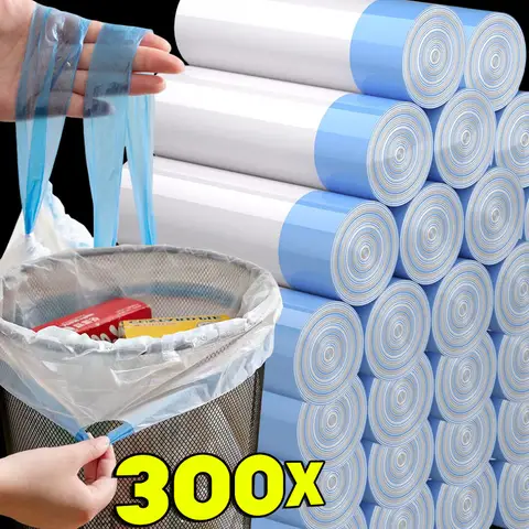 75/300pcs Drawstring 가정용 일회용 투명 쓰레기 봉투 주방 기숙사 거실과 쓰레기 봉투