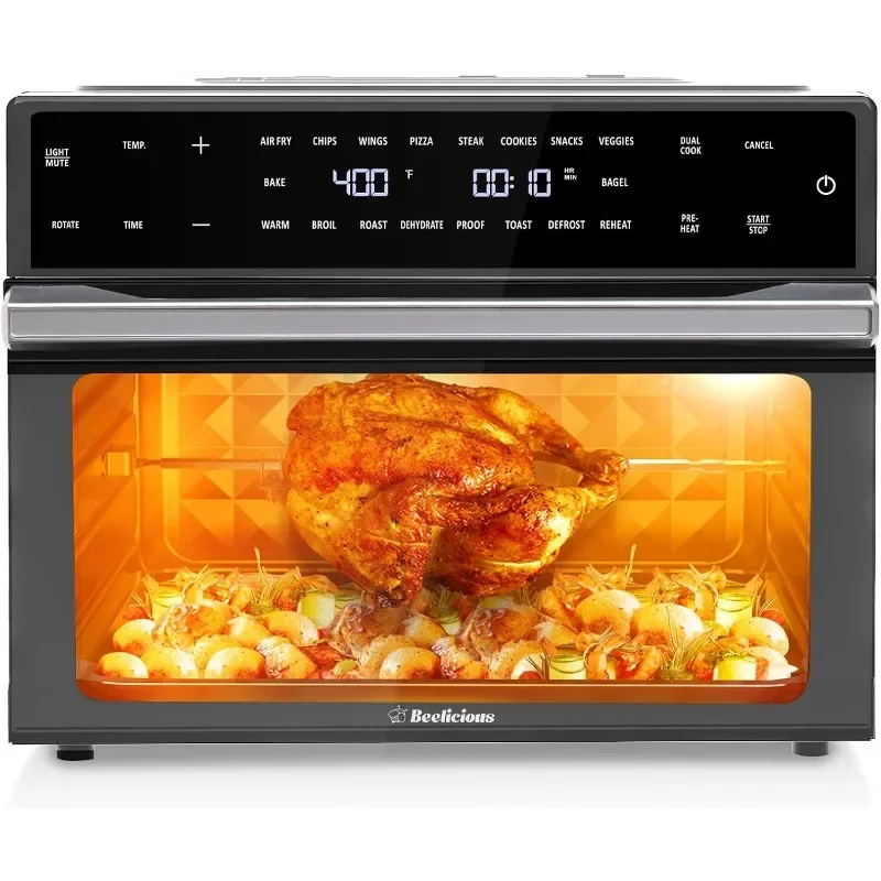 32QT Extra Large Air Fryer, 19-In-1 Air Fryer Toaster Oven Combo with Rotisserie and Dehydrator