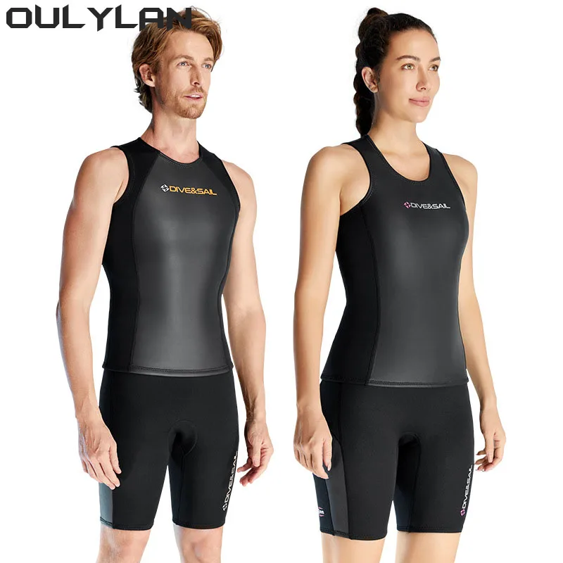 Oulylan Smooth Skin Ultra Elastic Snorkeling Warm Beach Surf Wetsuit 2MM Short Sleeve CR Water Sport Neoprene Diving Suit