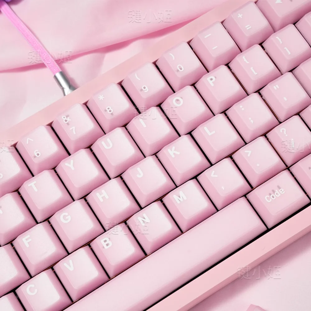 Pink Jade Keycap Set PBT 170 Key Cherry Pink Keyboard Cap Compatible with MX Switch 60/64/84/98/108 Mechanical Keyboard