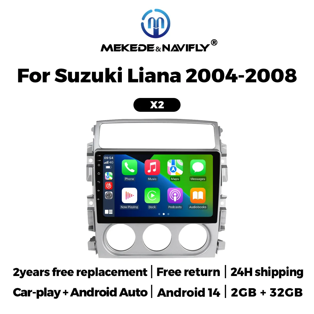 

Автомагнитола Android 14, автомобильное радио для Suzuki Liana 2004-2008, мультимедийный плеер, GPS-навигация, головное устройство, беспроводной Carplay, авто WIFI