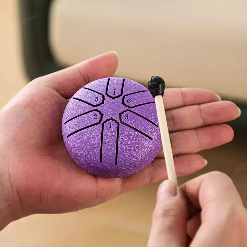 Ethereal Drum Mini Musical Instrument Beginner, 3 inch 6-tone mini Sanskrit  Steel Tongue  Forget Worry