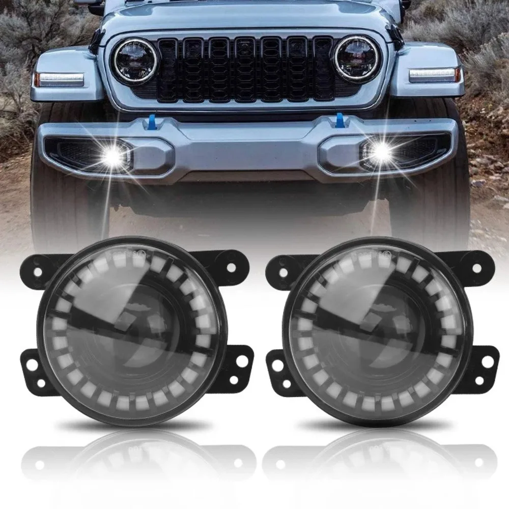 

HYNBYZJ 30W 4 inch LED Fog Light For Jeep Wrangler JK TJ Dodge Journey ATV White DRL Amber Turn Signal Lamp Off-road Spotlight
