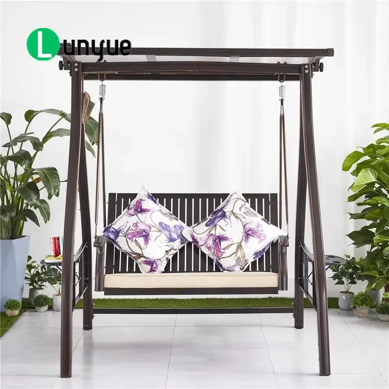 Cast Aluminum Garden Swing Chair Outdoor Hanging Hammock Seat Durable Patio Furniture for Backyard Porch Relaxation