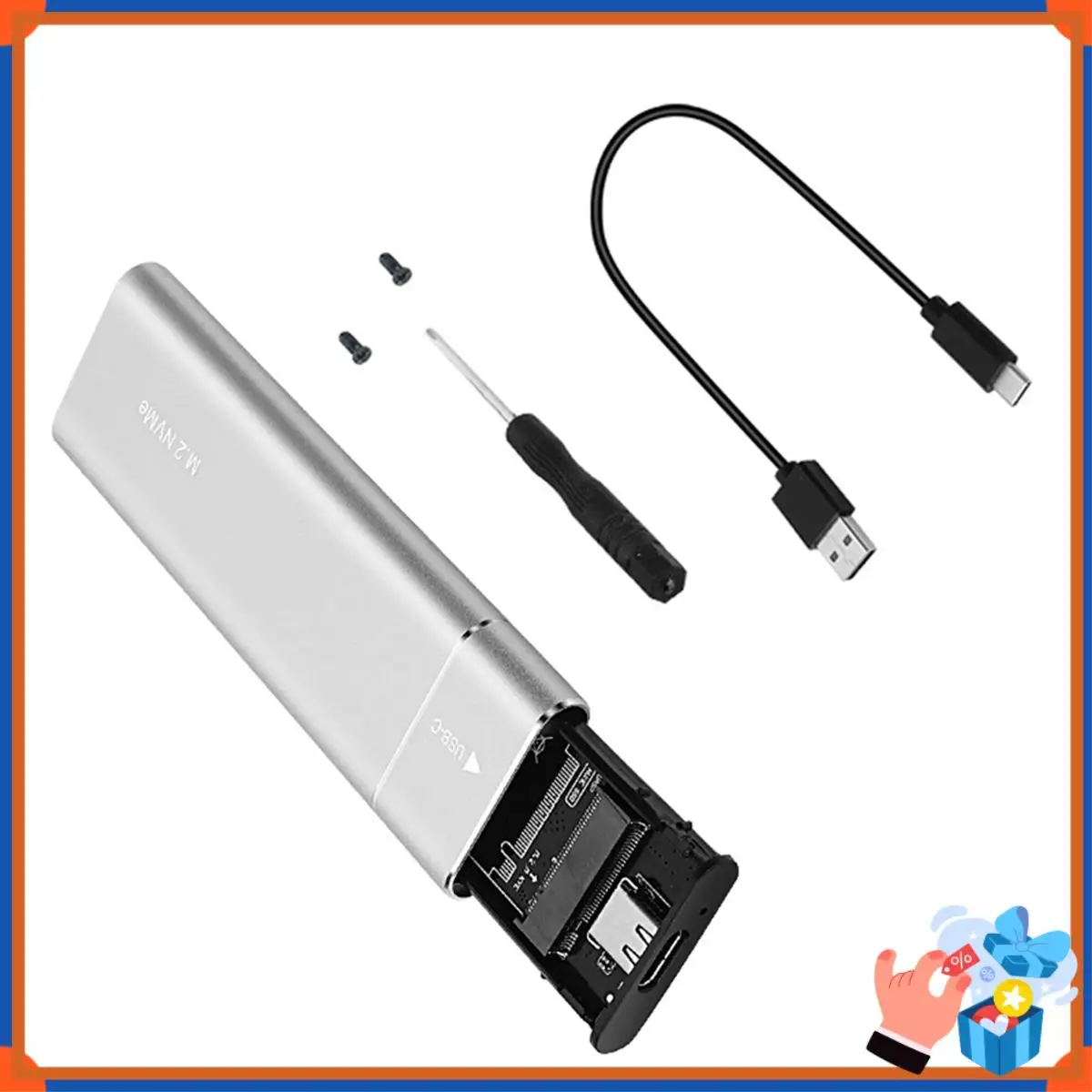 Compact M.2 SSD Enclosure Type-C External Supports Ethernet Keys Graphics Forlaptop Silver