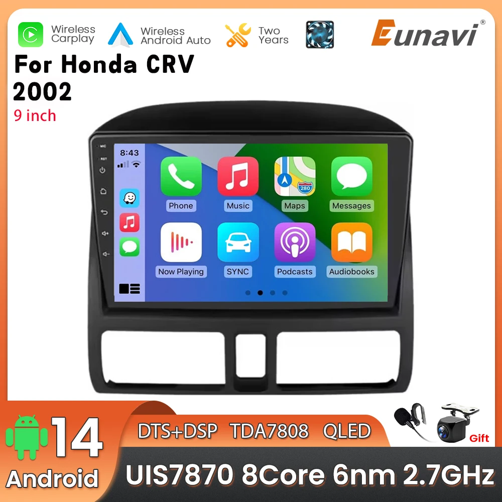 

Автомобильный мультимедийный плеер Android 14 2 Din для Honda CRV 2002, головное устройство, стерео GPS-навигация BT WIFI