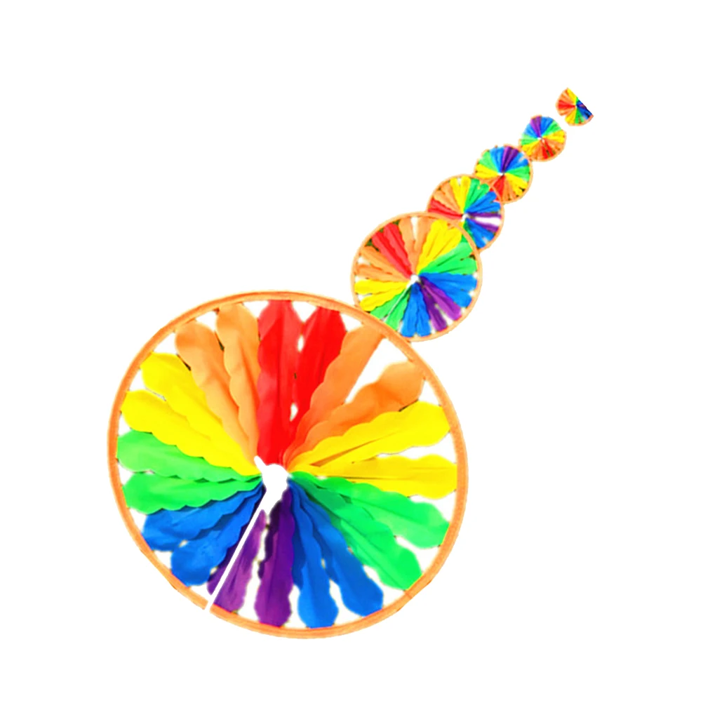 Giradischi colorato Mulino a vento Girandola in tessuto di lunga durata Decorazione esterna luminosa Puntelli da palcoscenico per matrimoni da giardino Regalo fatto a mano