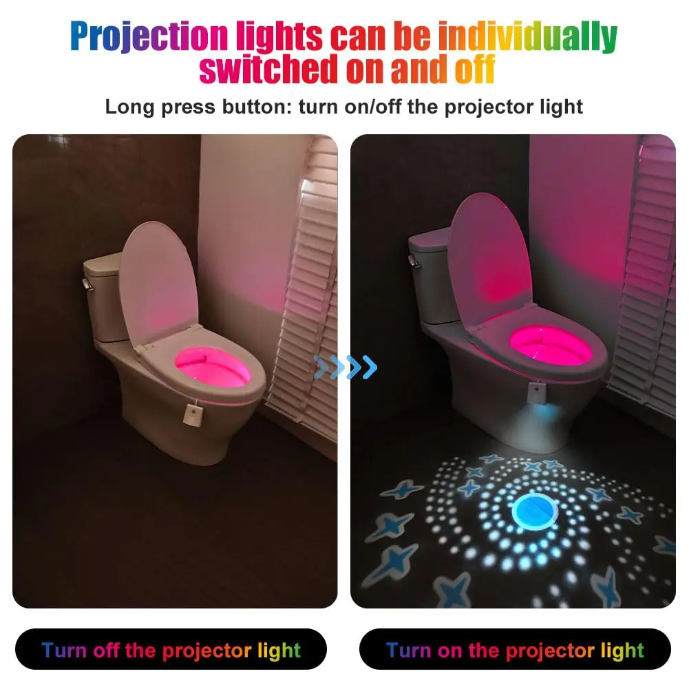 Toilet Bowl Backlight Motion Sensor Color Changing LED Toilet Night Lights USB Rechargeable Nightlight for Bathroom Decoration