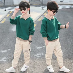 2023 spring Autumn Long Sleeve  Boys Tracksuit Casual Letters Children Clothes Sweater+Trousers 2Pcs Suit Kid Set 3-14 Year